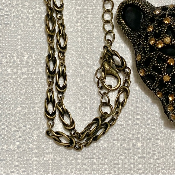 Rhinestone Encrusted Leopard Necklace - Picture 7 of 7